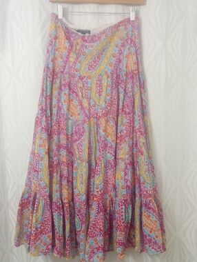 LAUREN Ralph Lauren MULTI Colored Tiered Maxi Skirt Size XS Last One